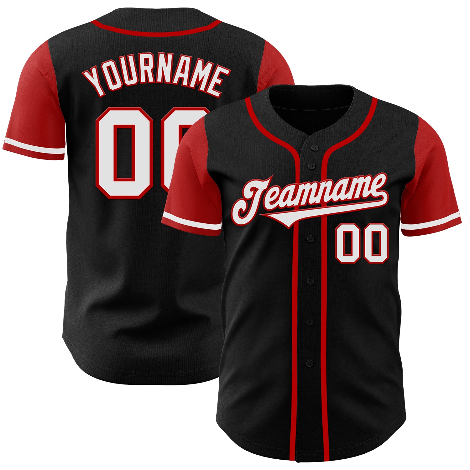 Custom Two Tone Baseball Jersey - Personalized Black Red White with Team Name & Number Personalized Black White-Red Authentic