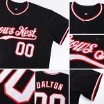 Customizable Black Red White Baseball Jersey for Men and Women Personalized Black White-Red Baseball Jersey