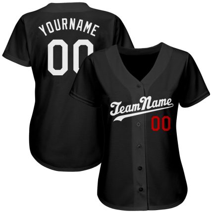 Custom Black White Red Baseball Jersey for Men Women - Personalized Sportswear Personalized Black White-Red Baseball Jersey