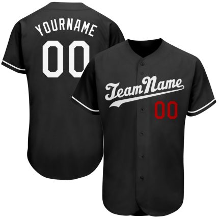 Custom Black White Red Baseball Jersey for Men Women - Personalized Sportswear Personalized Black White-Red Baseball Jersey