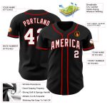 Personalized Black Red White Baseball Jersey for Men and Women, Custom Design 71 Personalized Black White-Red Baseball Jersey