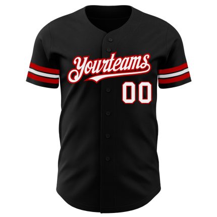 Personalized Black Red White Baseball Jersey for Men Women - Custom Name and Number 72 Personalized Black White-Red Baseball
