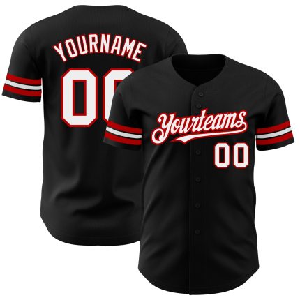 Personalized Black Red White Baseball Jersey for Men Women - Custom Name and Number 72 Personalized Black White-Red Baseball