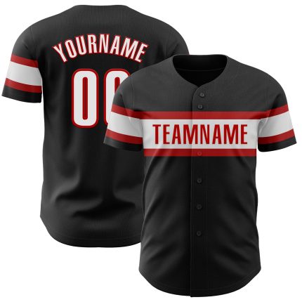 Personalized Black Red White Baseball Jersey - Custom Team Jersey 73 Personalized Black White-Red Baseball Jersey 73