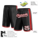 Personalized Basketball Shorts in Black, White, and Red - Custom Sportswear Personalized Black White-Red Basketball Shorts