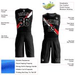 Personalized Basketball Jersey Round Neck Sublimation Black White Red Diagonal Lines Personalized Black White-Red Diagonal
