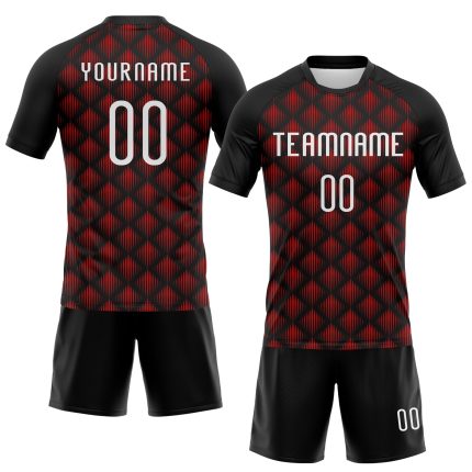 Personalized Geometric Shape Volleyball Uniform Jersey Black White Red Personalized Black White-Red Geometric Shape Sublimation