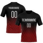 Custom Geometric Shape Volleyball Jersey - Black White Red Sublimation Uniform Personalized Black White-Red Geometric Shape