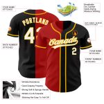 Custom Team Name Number Baseball Jersey - Personalized Black White Red-Gold Fashion Authentic Split Design Personalized Black