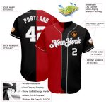 Custom Name Number Authentic Split Fashion Baseball Jersey - Personalized Black Red Gray Team Design Personalized Black White-Red