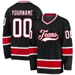 Personalized Hockey Jersey in Black, White, and Red - Customizable Team Apparel Personalized Black White-Red Hockey Jersey