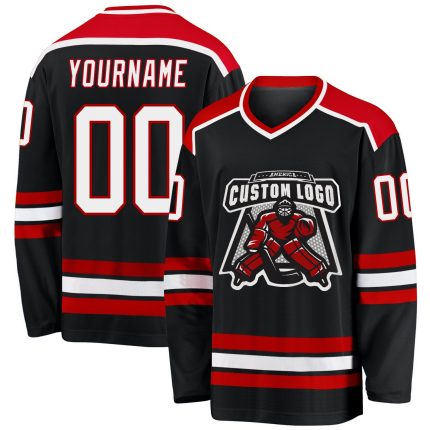Custom Black White Red Hockey Jersey - Personalized Team Equipment 3 Personalized Black White-Red Hockey Jersey 3
