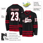 Customizable Black White Red Hockey Jersey with Personalized Name and Number Personalized Black White-Red Hockey Jersey Team
