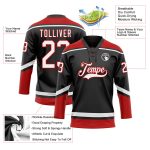 Custom Team Jersey with Personalized Name and Number in Black, White, Red Hockey Lace Design Personalized Black White-Red