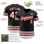 Custom Authentic Baseball Jersey with Personalized Name & Number in Black, White & Red Line Design Personalized Black White-Red