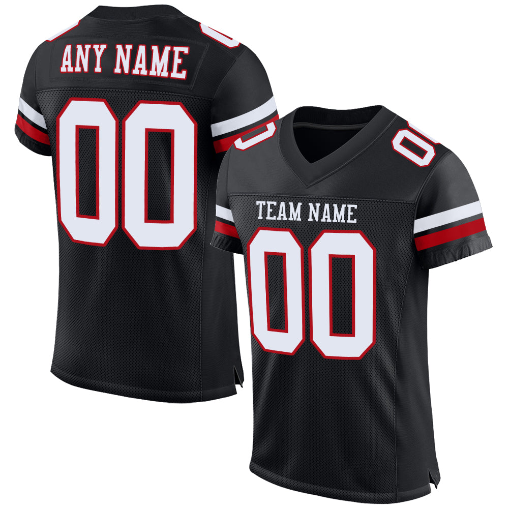 Personalized Authentic Football Jersey - Black White Red Mesh Personalized Black White-Red Mesh Authentic Football Jersey