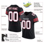 Custom Personalized Football Jersey - Black White Red Mesh with Team Name and Number Personalized Black White-Red Mesh Authentic