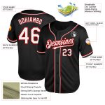 Personalized Black Red White Mesh Authentic Baseball Jersey - Custom Throwback Style Personalized Black White-Red Mesh Authentic