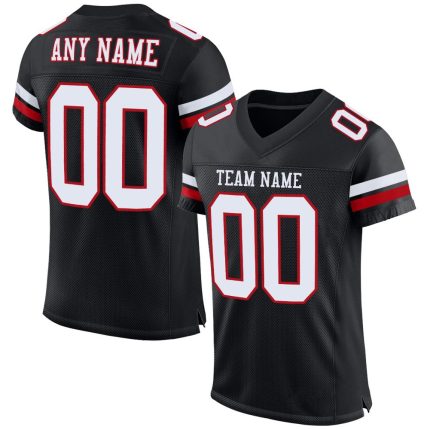 Personalized Black Red White Mesh Football Jersey for Men and Women Personalized Black White-Red Mesh Football Jersey 2