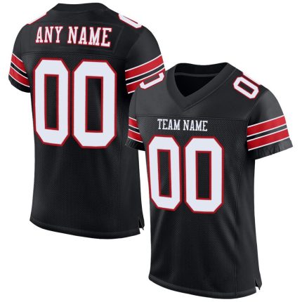 Custom Mesh Football Jersey Black White Red Size 3 - Personalized Sports Apparel Personalized Black White-Red Mesh Football