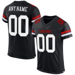 Personalized Football Jersey Mesh Black White Red for Kids Size 4 Personalized Black White-Red Mesh Football Jersey 4
