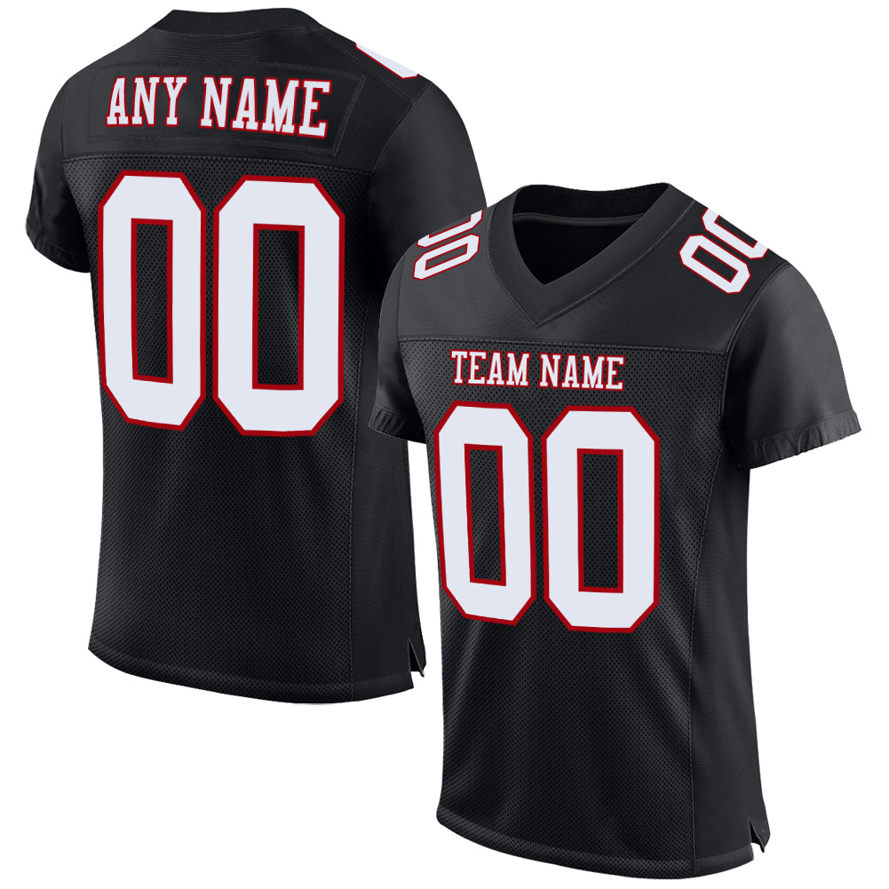 Personalized Black Red White Mesh Football Jersey for Kids, Size 5 Personalized Black White-Red Mesh Football Jersey 5