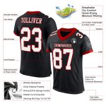 Personalized Black Red White Mesh Football Jersey for Men - Custom Size 6 Personalized Black White-Red Mesh Football Jersey