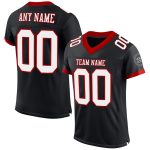 Personalized Black Red White Mesh Football Jersey for Men - Custom Size 6 Personalized Black White-Red Mesh Football Jersey