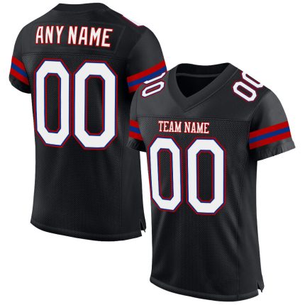 Customizable Black Red White Mesh Football Jersey for Men and Women Personalized Black White-Red Mesh Football Jersey