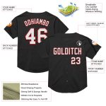 Personalized Throwback Baseball Jersey Black White Red Mesh for Men Personalized Black White-Red Mesh Throwback Baseball