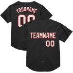 Personalized Throwback Baseball Jersey Black White Red Mesh for Men Personalized Black White-Red Mesh Throwback Baseball