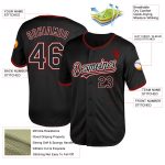 Personalized Throwback Baseball Jersey in Black White Red Mesh Style Personalized Black White-Red Mesh Throwback Baseball