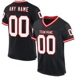 Personalized Black Red White Mesh Throwback Football Jersey for Men Personalized Black White-Red Mesh Throwback Football