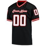 Custom Black White Red Mesh Throwback Football Jersey - Personalized Sports Apparel Personalized Black White-Red Mesh Throwback