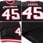 Custom Black White Red Mesh Throwback Football Jersey - Personalized Sports Apparel Personalized Black White-Red Mesh Throwback