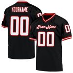 Custom Black White Red Mesh Throwback Football Jersey - Personalized Sports Apparel Personalized Black White-Red Mesh Throwback