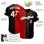 Custom Name Number Authentic Black White Red Gold Split Fashion Baseball Jersey Personalized Black White-Red Old Gold Authentic