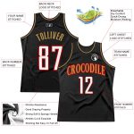 Custom Authentic Throwback Basketball Jersey with Personalized Name & Number - Black White Red Old Gold Personalized Black