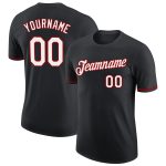 Personalized Performance T-Shirt in Black White-Red - Customizable Exercise Tee Personalized Black White-Red Performance