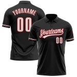 Personalized Performance Golf Polo Shirt - Black, White, Red Design Personalized Black White-Red Performance Vapor Golf Polo