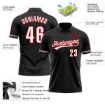 Custom Name Number Golf Polo Shirt - Personalized Black White Red Performance Team Gear Personalized Black White-Red Performance