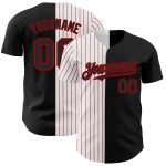 Customizable Black Red White Pinstripe Authentic Baseball Jersey Personalized Black White-Red Pinstripe Authentic Split Fashion