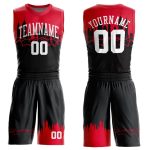 Custom Name Number Basketball Jersey Sublimation Round Neck Black White-Red Suit for Team Personalized Black White-Red Round
