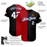 Custom Name and Number Personalized Authentic Black White Red Split Fashion Baseball Jersey Personalized Black White-Red