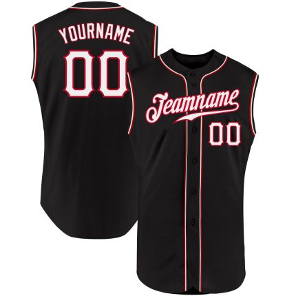 Personalized Black and Red Sleeveless Baseball Jersey for Men and Women Personalized Black White-Red Sleeveless Baseball