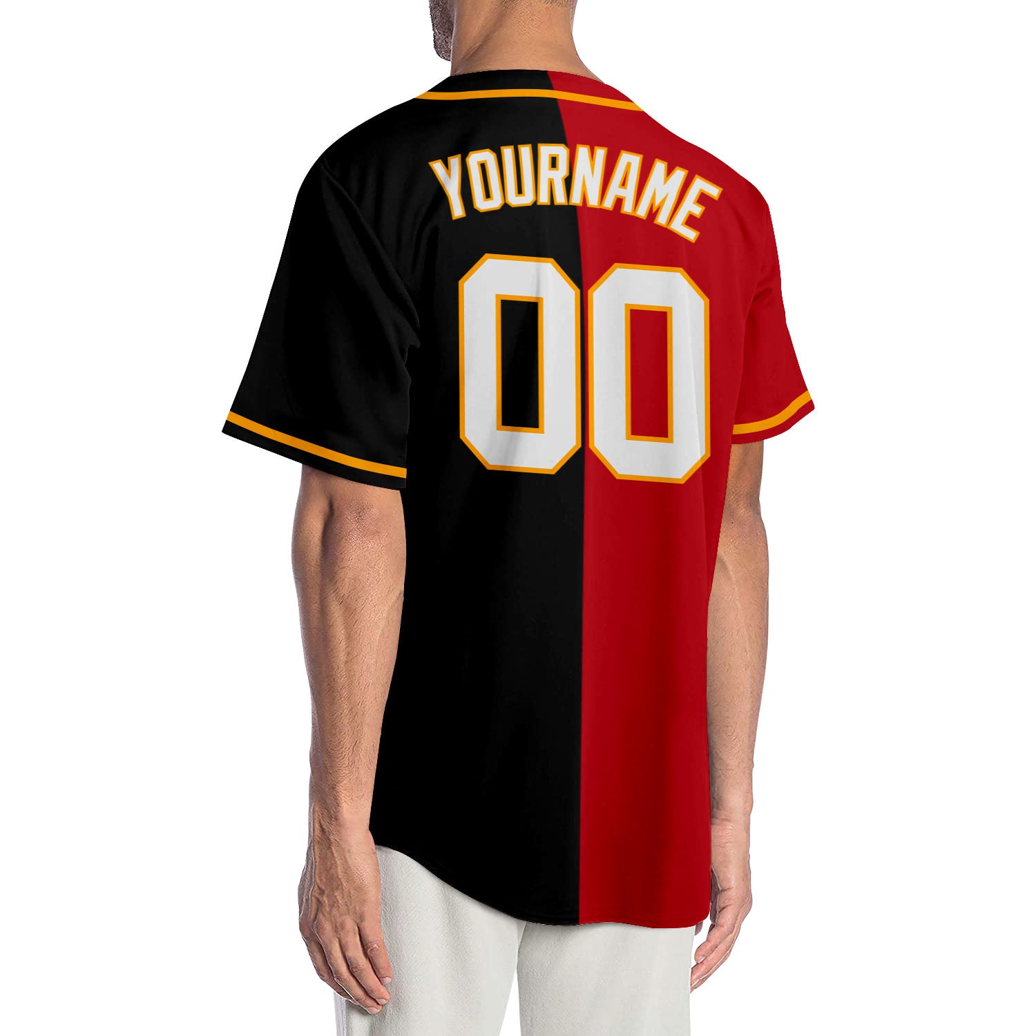 Personalized Black Red White Split Baseball Jersey - Custom Fashion Jersey 4 Personalized Black White-Red Split Fashion Baseball - Image 2