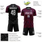 Personalized Black Red White Sublimation Soccer Jersey Uniform for Kids 3 Personalized Black White-Red Sublimation Soccer