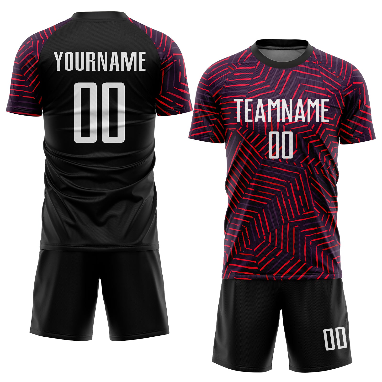 Personalized Black Red White Sublimation Soccer Jersey Uniform for Kids 3 Personalized Black White-Red Sublimation Soccer - Image 2