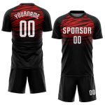 Personalized Sublimation Soccer Jersey Black White Red - Custom Team Uniform Personalized Black White-Red Sublimation Soccer