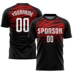 Personalized Sublimation Soccer Jersey Black White Red - Custom Team Uniform Personalized Black White-Red Sublimation Soccer